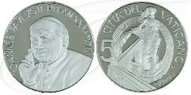 5 Euro Münze Vatikan 2002 Frieden Brüderlichkeit OVP Vorder- und Rückseite