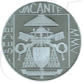 Vatikan 5 Euro Silber 2005 PP OVP Sede Vacante Bildseite