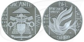 Vatikan 5 Euro Silber 2005 PP OVP Sede Vacante Vorder- und Rückseite