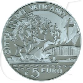 5 Euro Münzen Vatikan 2008 Weltjugendtag Sydney OVP Wertseite