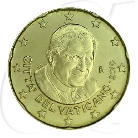 Vatikan 2010 20 Cent Benedikt Umlauf Kurs Münzen-Bildseite