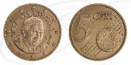 Vatikan 2010 5 Cent Benedikt Umlaufmünze Kursmünze Münze Vorderseite und Rückseite zusammen