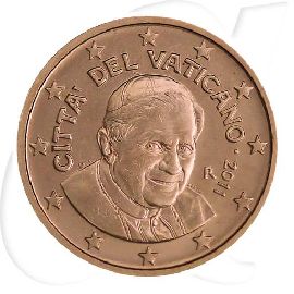Vatikan 2011 2 Cent Benedikt Umlauf Kurs Münzen-Bildseite