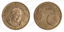 Vatikan 2013 5 Cent Benedikt Umlaufmünze Kursmünze Münze Vorderseite und Rückseite zusammen