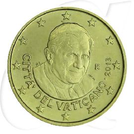Vatikan 50 Cent 2014 Umlaufmünze Papst Benedikt XVI.