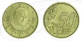 Vatikan 2013 50 Cent Benedikt Umlauf Münze Kurs Münze Vorderseite und Rückseite zusammen