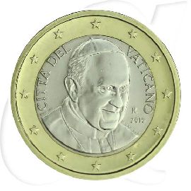Vatikan 2015 1 Euro Papst Franziskus Umlauf Kurs Münzen-Bildseite