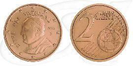 Vatikan 2015 2 Cent Franziskus Umlauf Kurs Münze Vorderseite und Rückseite zusammen