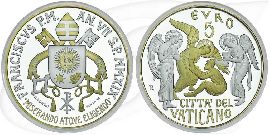 Vatikan 2019 Pietro 5 Euro teilvergoldet Münze Vorderseite und Rückseite zusammen