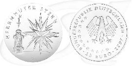 Weihnachten 2022 Herrnhuter Stern Silber Münze Vorderseite und Rückseite zusammen