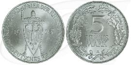 Weimarer Republik 5 Mark 1925 A vz-st Jahrtausendfeier der Rheinlande