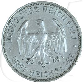 Weimarer Republik 3 Mark 1927 F vz 450 Jahre Universität Tübingen