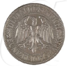 Weimarer Republik 5 Mark 1927 D ss Eichbaum