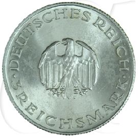 Weimarer Republik 3 Mark 1929 J vz+ Gotthold Ephraim Lessing