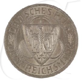 Weimarer Republik 3 Mark 1930 A ss-vz geputzt Rheinlandräumung