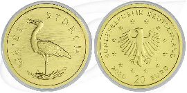 Weißstorch 2020 Gold Deutschland 20 Euro Münze Vorderseite und Rückseite zusammen
