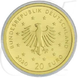 Deutschland 20 Euro Gold 2020 D st Heimische Vögel - Weißstorch