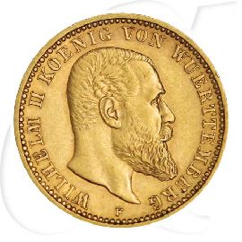 Württemberg 1900 10 Mark Gold Wilhelm Deutschland Münzen-Bildseite