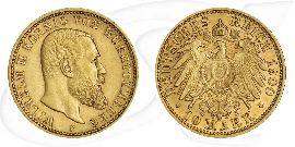 Württemberg 1900 10 Mark Gold Wilhelm Deutschland Münze Vorderseite und Rückseite zusammen
