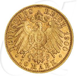 Deutschland Württemberg 10 Mark Gold 1900 F ss-vz Wilhelm II.