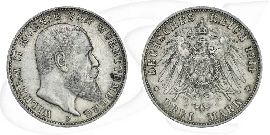 Württemberg 1911 3 Mark Wilhelm Deutschland Kaiserreich Münze Vorderseite und Rückseite zusammen