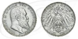 Württemberg 1914 3 Mark Wilhelm Deutschland Kaiserreich Münze Vorderseite und Rückseite zusammen