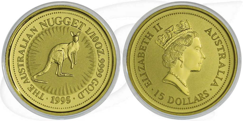 1/10 Unze Gold Australien Känguru Münze Vorderseite und Rückseite zusammen