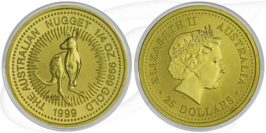 1/4 Unze Gold Australien Känguru Münze Vorderseite und Rückseite zusammen