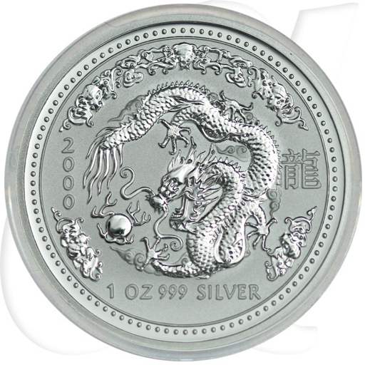 Australien 1 Dollar 2000 BU Silber Lunar I Jahr des Drachen