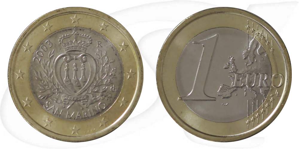 1-euro-2003-san-marino-kursmuenze Münze Vorderseite und Rückseite zusammen