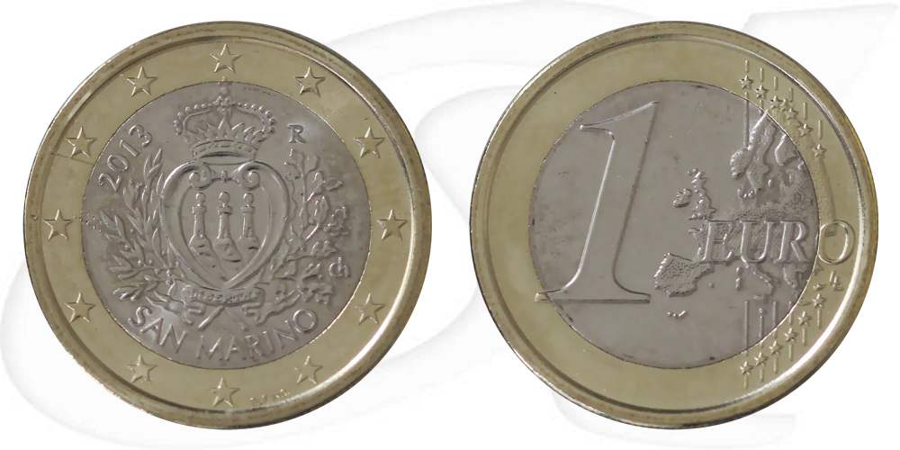 1-euro-2013-san-marino-umlaufmuenze Münze Vorderseite und Rückseite zusammen