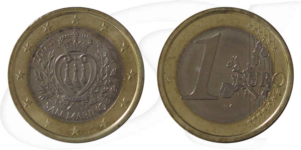1-euro-muenze-san-marino-2004 Münze Vorderseite und Rückseite zusammen