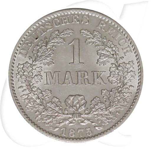1 Mark 1875 B Kaiserreich kleiner Adler fast stempelglanz Münzen-Bildseite