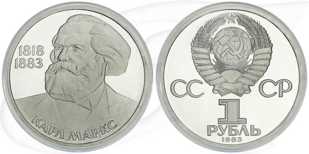 1 Rubel 1983 Karl Marx Münze Vorderseite und Rückseite zusammen
