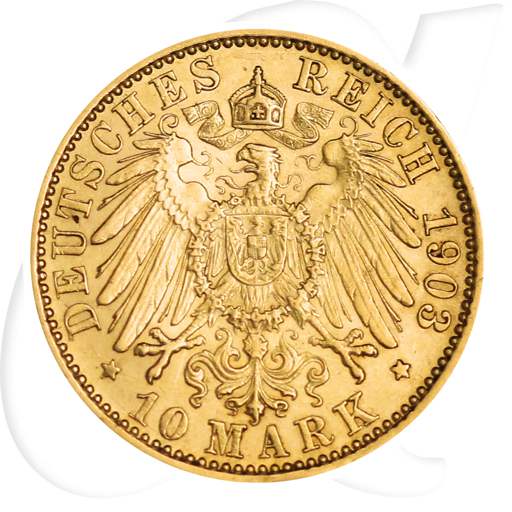 10 Mark Gold Wilhelm II 1903 Münzen-Wertseite
