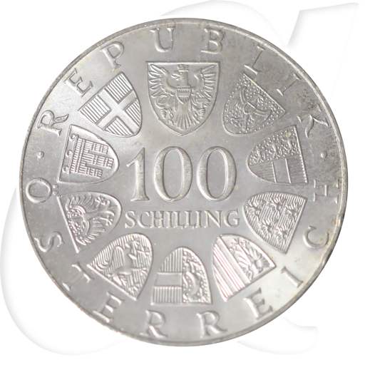 100 Schilling Österreich Silber Wertseite