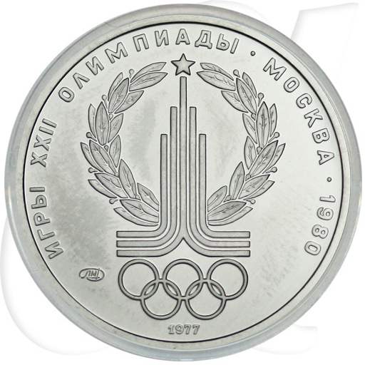 Russland 150 Rubel Platin 1977 st Olympia Moskau 1980 Emblem