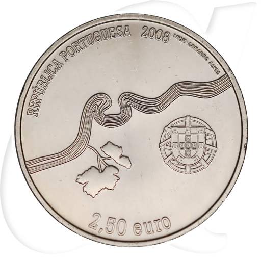 Portugal 2,50 Euro CuNi 2008 vz-st Weinanbau Oberer Douro