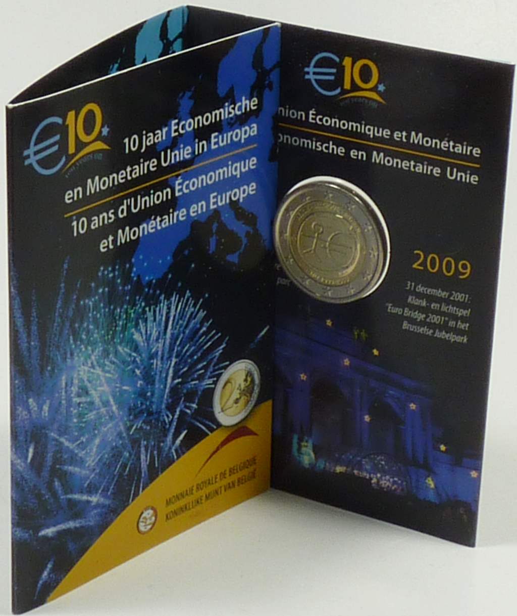 2 Euro 2009 Belgien Währungsunion Blister