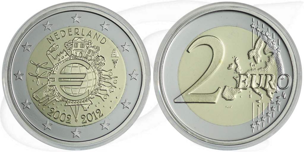 Niederlande 2 Euro 2012 10 Jahre Euro-Bargeld PP OVP