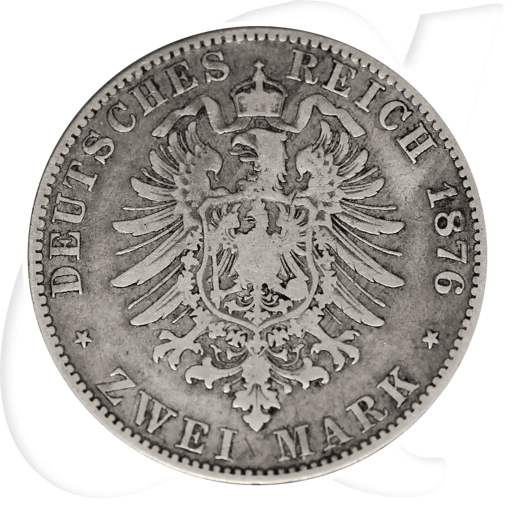 2 Mark 1876 Albert Sachsen Münzen-Wertseite