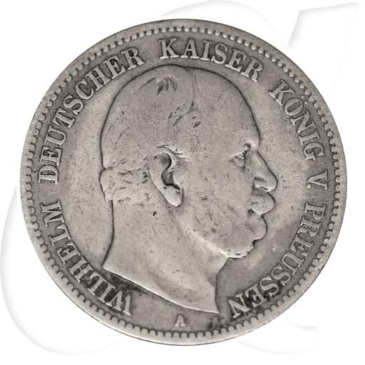 2 Mark 1877 Wilhelm Preussen Münzen-Bildseite