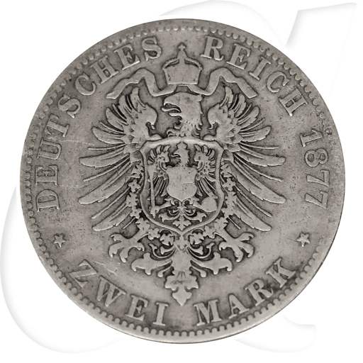 2 Mark 1877 Wilhelm Preussen Münzen-Wertseite