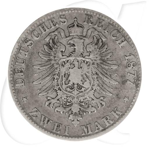2 Mark 1877 Württemberg Karl Münzen-Wertseite