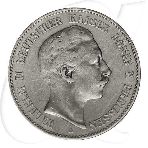 2 Mark 1896 Wilhelm Preussen Münzen-Bildseite
