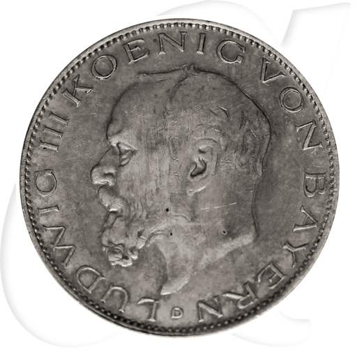 2 Mark Ludwig König von Bayern 1914 Münzen-Bildseite