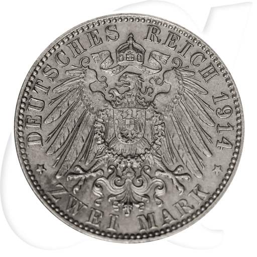 Deutschland Bayern 2 Mark 1914 ss Ludwig III.