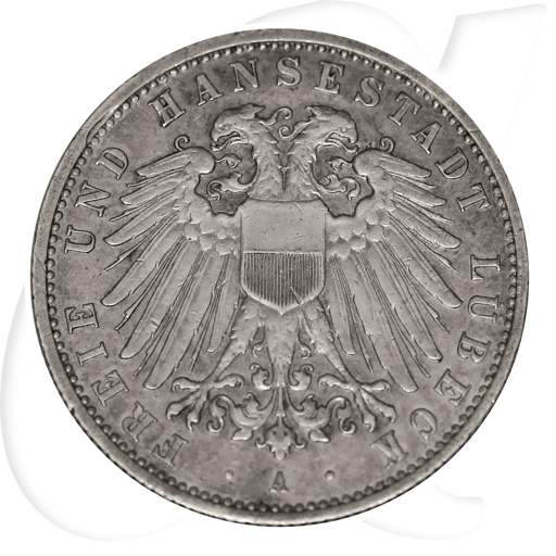 2 Mark Lübeck 1906 Silbermünze Münzen-Bildseite