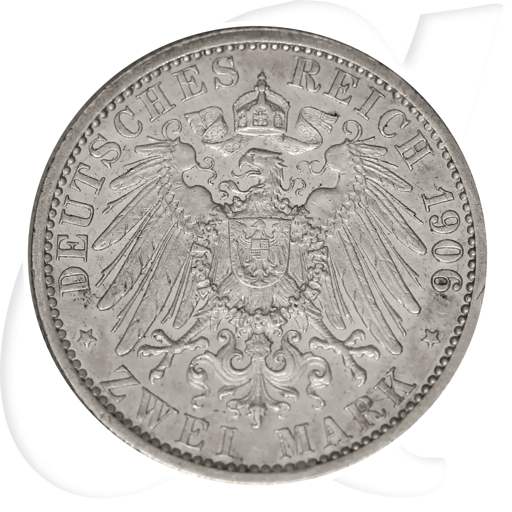 2 Mark Lübeck 1906 Silbermünze Münzen-Wertseite