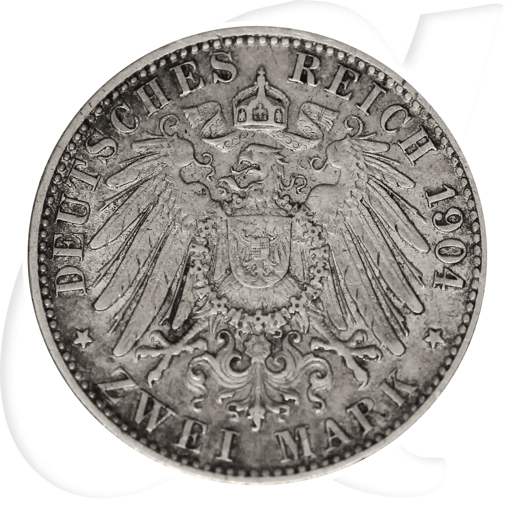 2 Mark Münze Hamburg 1904 Münzen-Wertseite